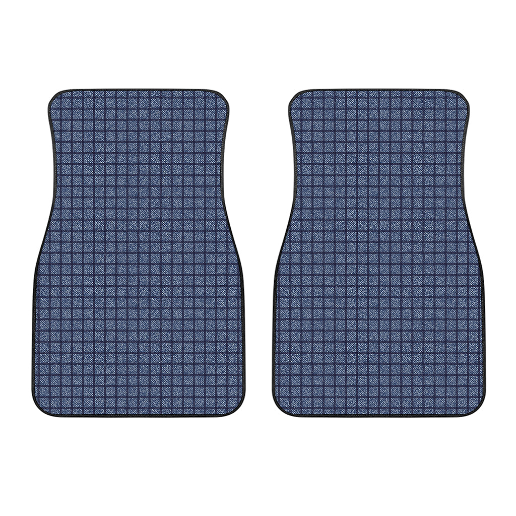 Denim Windowpane Pattern Print Front Car Floor Mats