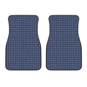 Denim Windowpane Pattern Print Front Car Floor Mats