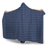 Denim Windowpane Pattern Print Hooded Blanket