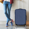 Denim Windowpane Pattern Print Luggage Cover