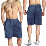 Denim Windowpane Pattern Print Men's Shorts