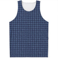 Denim Windowpane Pattern Print Men's Tank Top