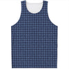 Denim Windowpane Pattern Print Men's Tank Top