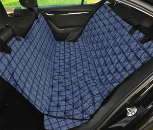 Denim Windowpane Pattern Print Pet Car Back Seat Cover