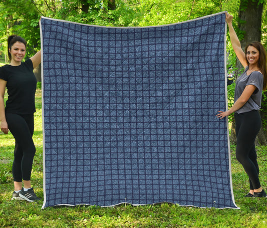 Denim Windowpane Pattern Print Quilt