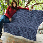 Denim Windowpane Pattern Print Quilt