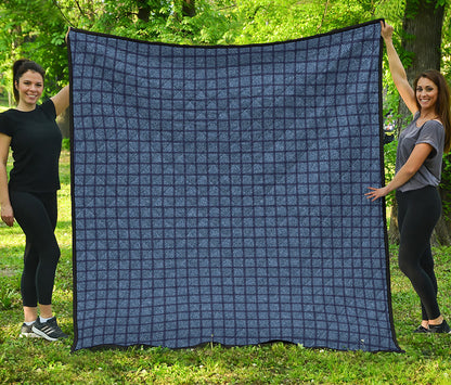 Denim Windowpane Pattern Print Quilt