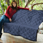 Denim Windowpane Pattern Print Quilt