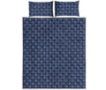 Denim Windowpane Pattern Print Quilt Bed Set
