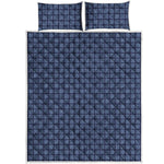 Denim Windowpane Pattern Print Quilt Bed Set