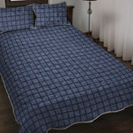 Denim Windowpane Pattern Print Quilt Bed Set