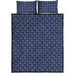 Denim Windowpane Pattern Print Quilt Bed Set