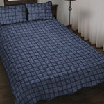 Denim Windowpane Pattern Print Quilt Bed Set