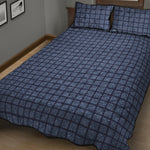Denim Windowpane Pattern Print Quilt Bed Set
