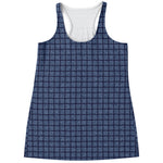 Denim Windowpane Pattern Print Women's Racerback Tank Top