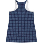 Denim Windowpane Pattern Print Women's Racerback Tank Top