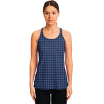 Denim Windowpane Pattern Print Women's Racerback Tank Top