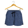 Denim Windowpane Pattern Print Women's Shorts