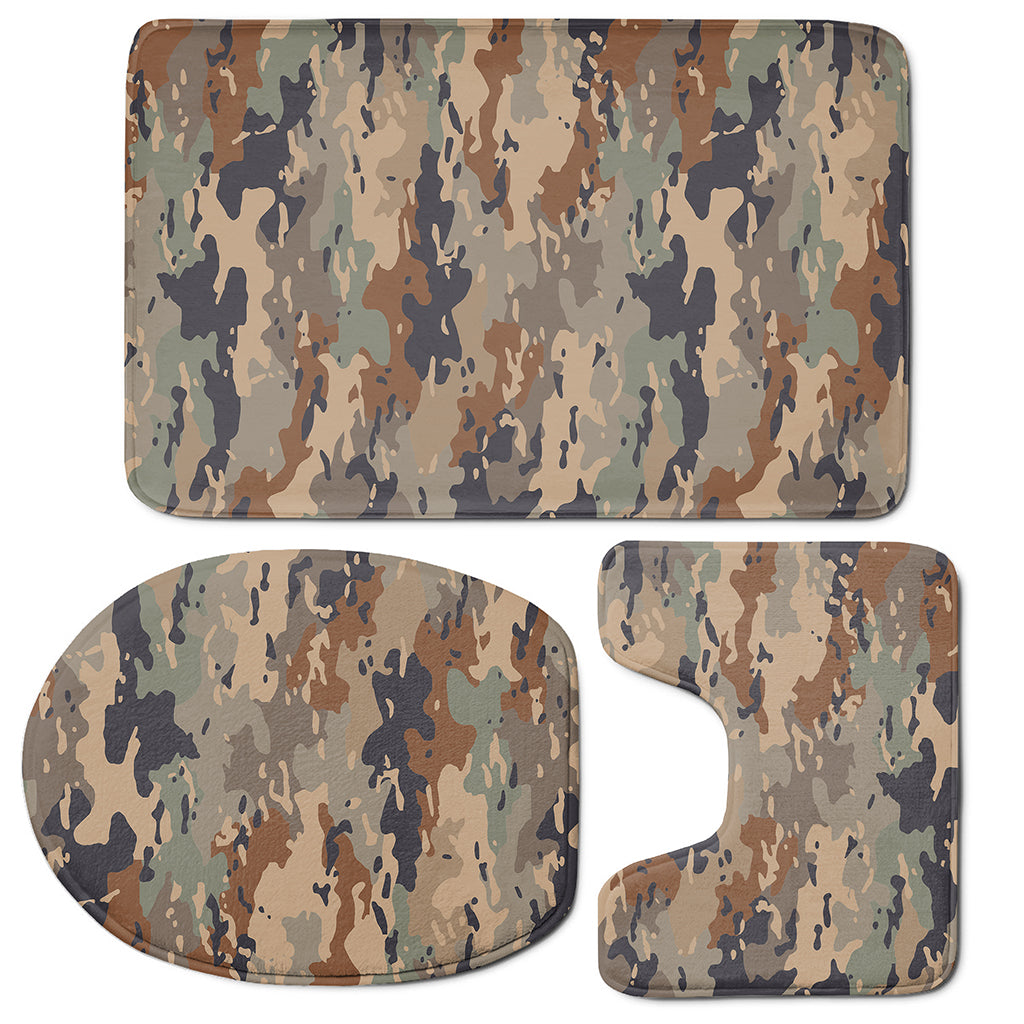 Desert Camouflage Print 3 Piece Bath Mat Set