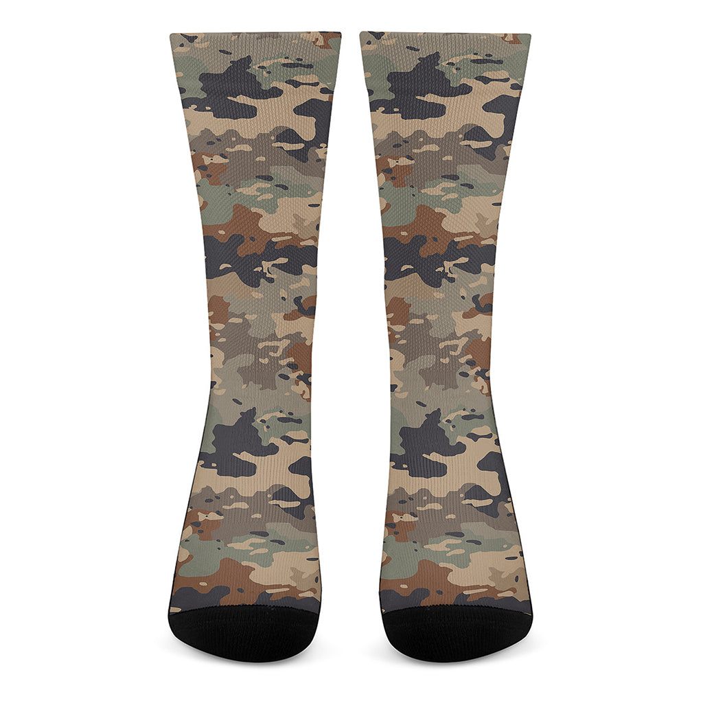 Desert Camouflage Print Crew Socks