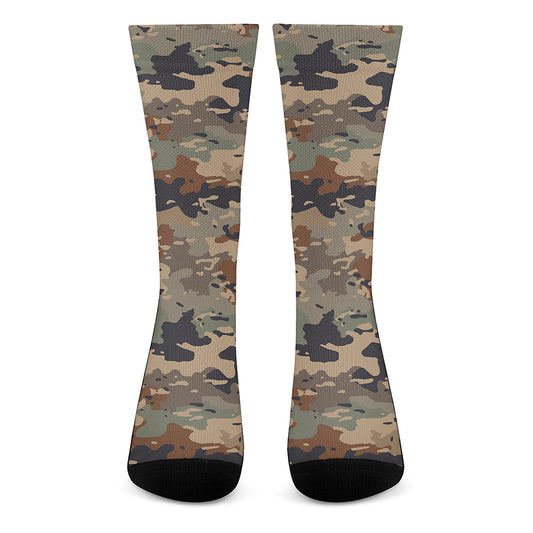Desert Camouflage Print Crew Socks
