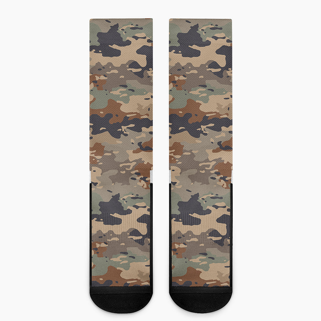 Desert Camouflage Print Crew Socks