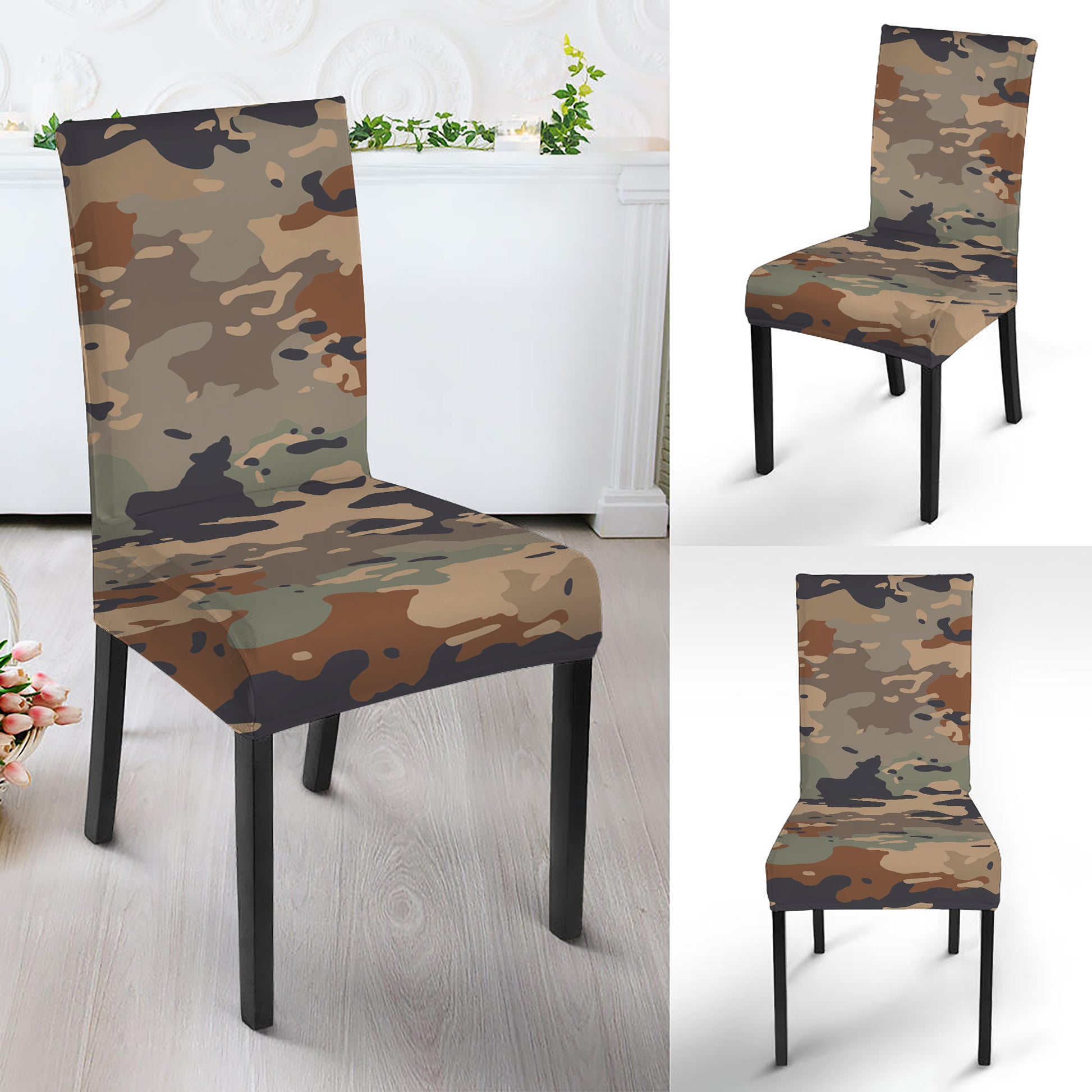 Desert Camouflage Print Dining Chair Slipcover