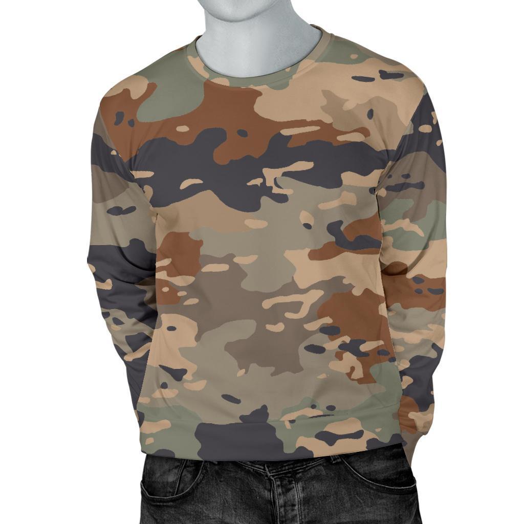 Desert Camouflage Print Men's Crewneck Sweatshirt GearFrost