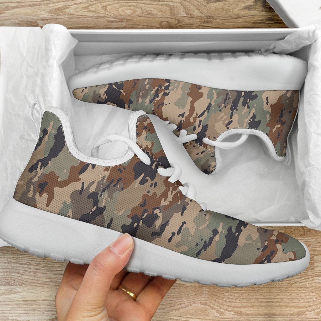 Desert Camouflage Print Mesh Knit Shoes GearFrost