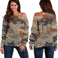 Desert Camouflage Print Off The Shoulder Sweatshirt