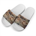 Desert Camouflage Print White Slide Sandals