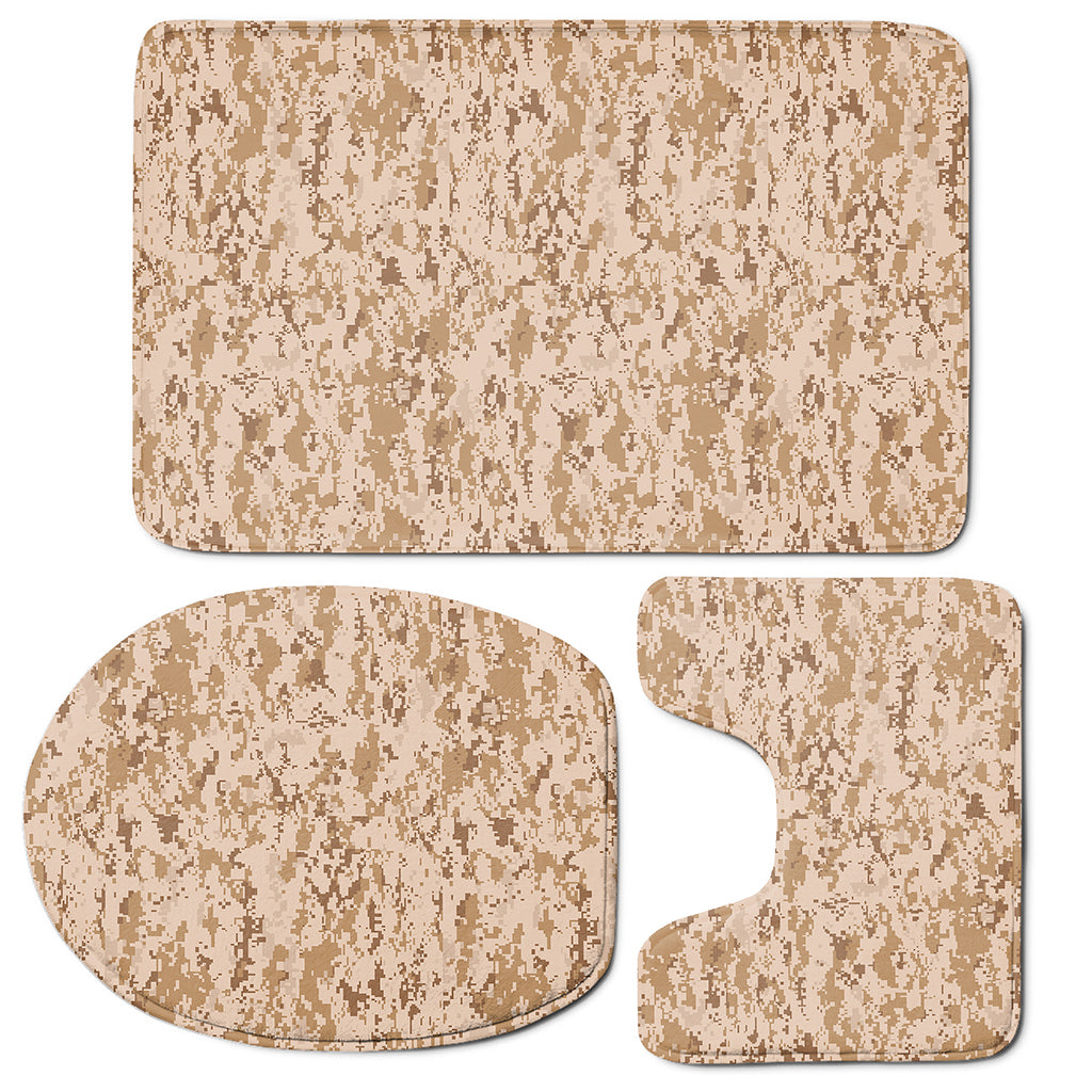 Desert Digital Camo Pattern Print 3 Piece Bath Mat Set