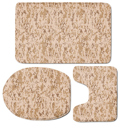 Desert Digital Camo Pattern Print 3 Piece Bath Mat Set