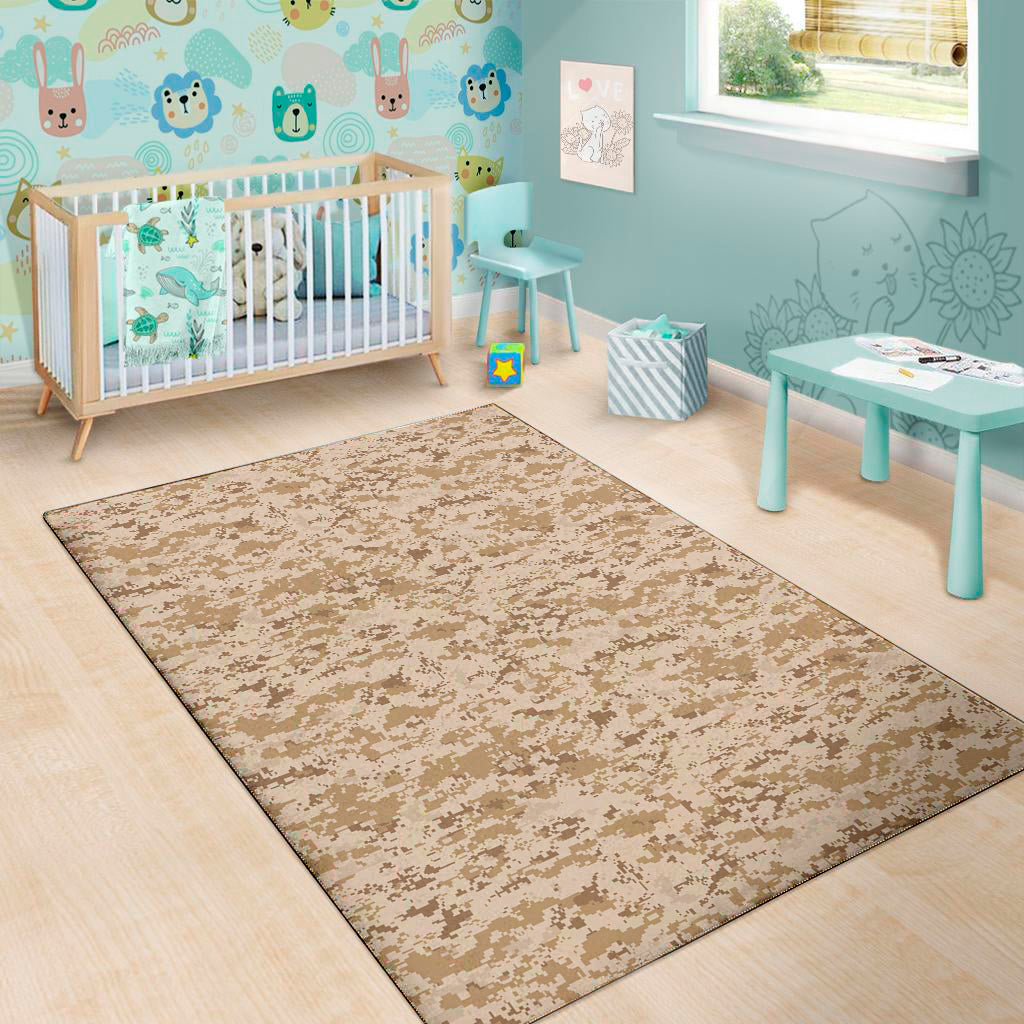 Desert Digital Camo Pattern Print Area Rug