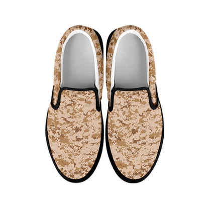 Desert Digital Camo Pattern Print Black Slip On Shoes