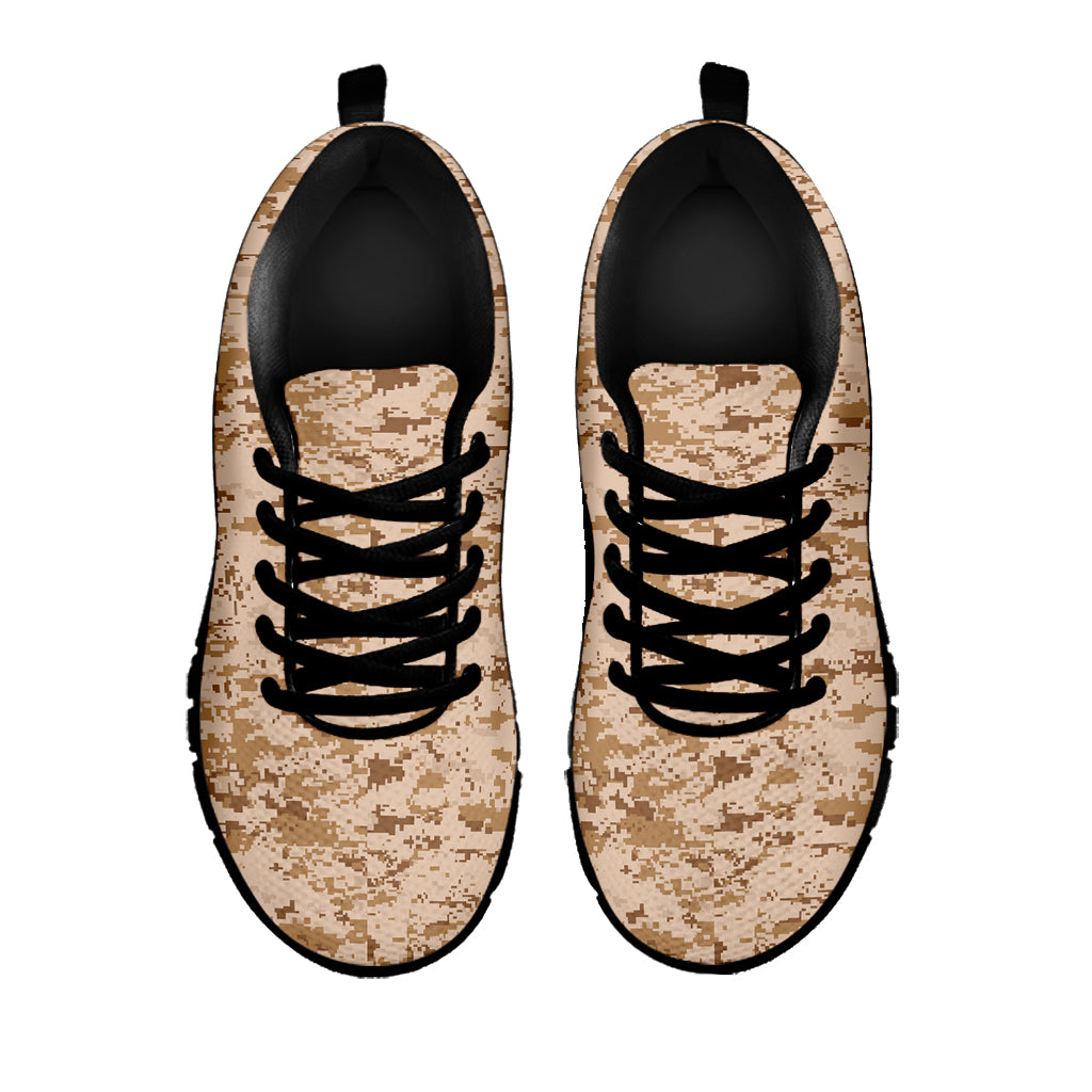 Desert Digital Camo Pattern Print Black Sneakers