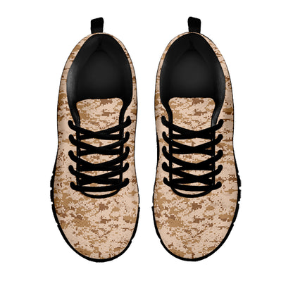 Desert Digital Camo Pattern Print Black Sneakers