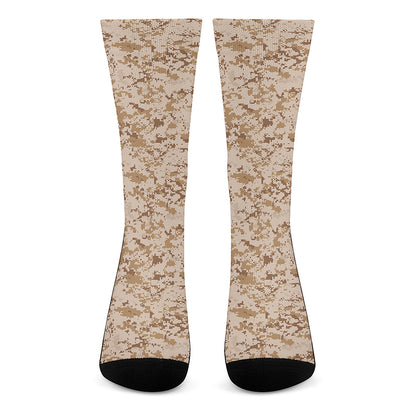 Desert Digital Camo Pattern Print Crew Socks