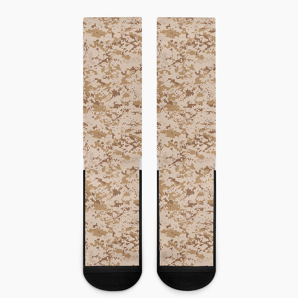 Desert Digital Camo Pattern Print Crew Socks