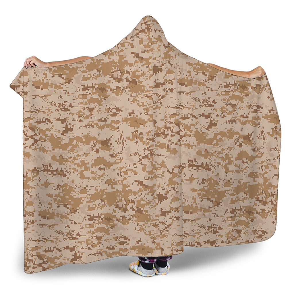 Desert Digital Camo Pattern Print Hooded Blanket