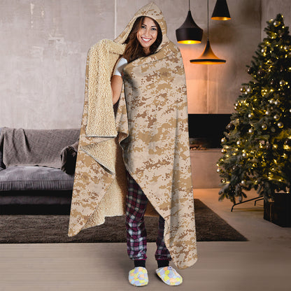 Desert Digital Camo Pattern Print Hooded Blanket