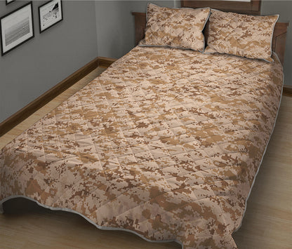 Desert Digital Camo Pattern Print Quilt Bed Set