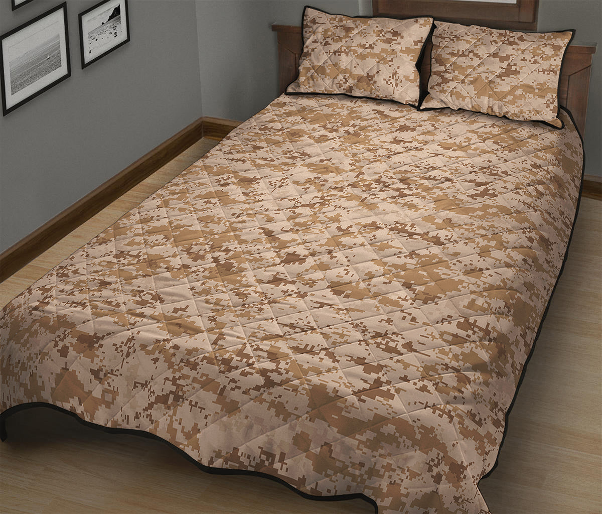 Desert Digital Camo Pattern Print Quilt Bed Set