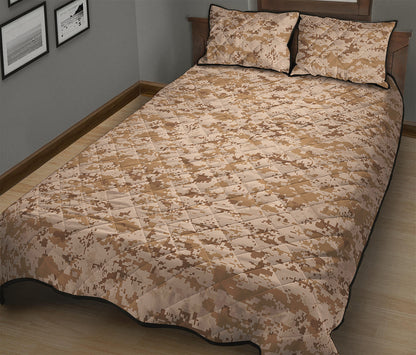 Desert Digital Camo Pattern Print Quilt Bed Set