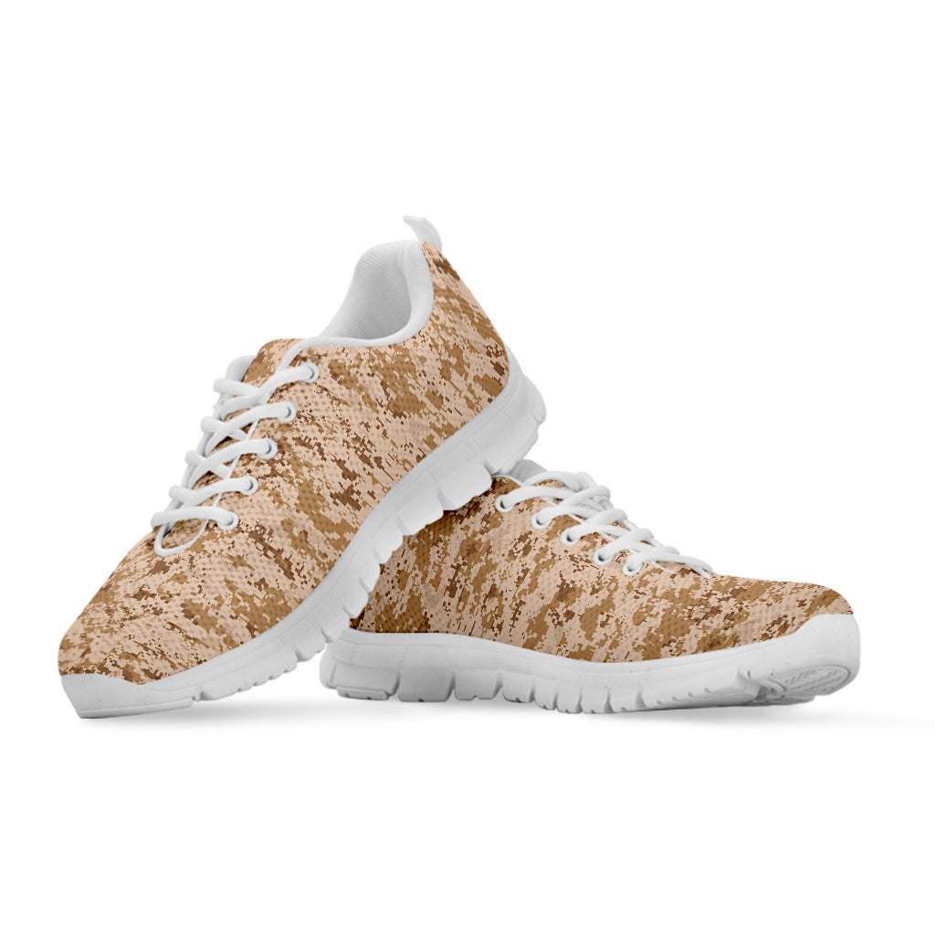 Desert Digital Camo Pattern Print White Sneakers