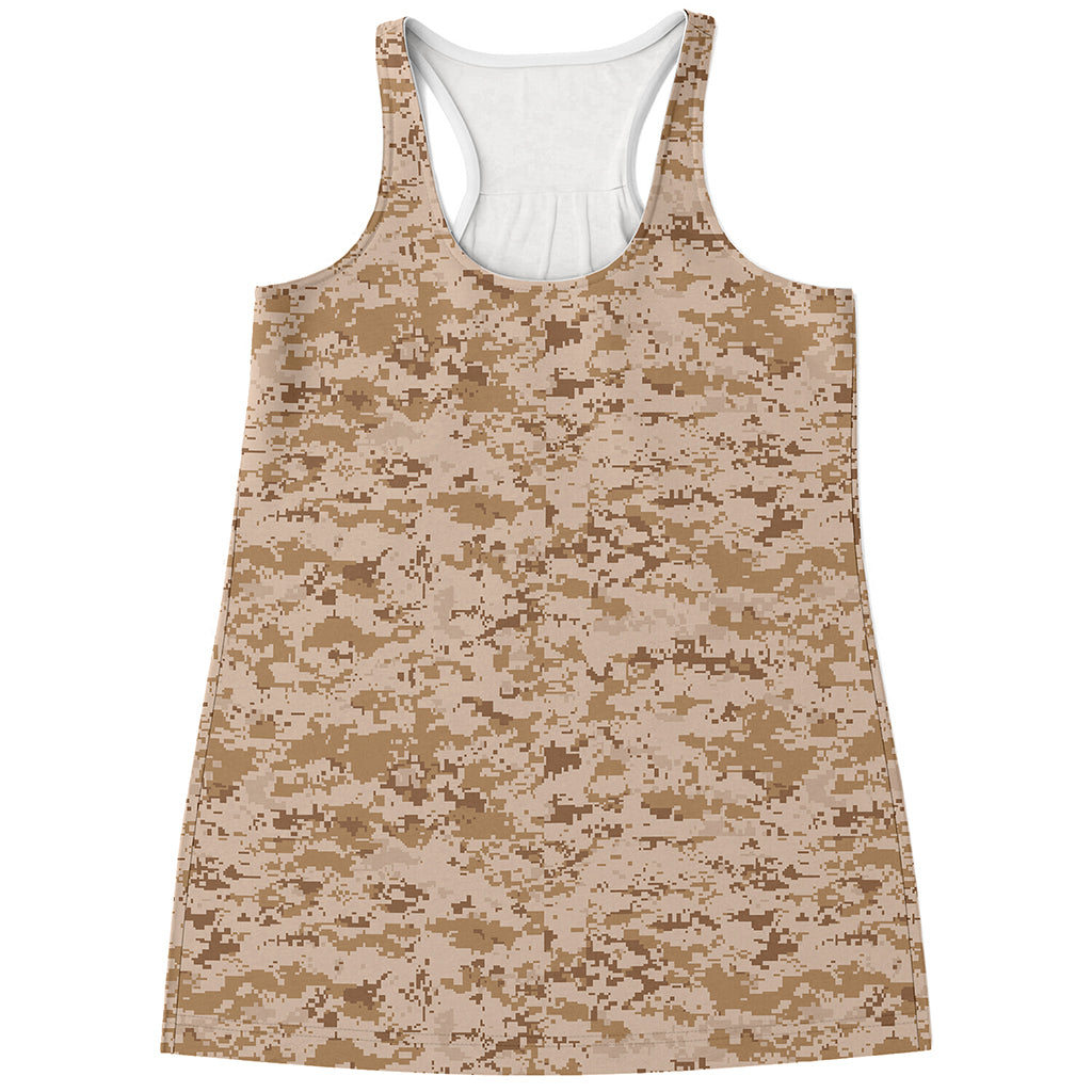 Desert Digital Camo Pattern Print Women's Racerback Tank Top