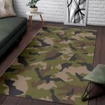 Desert Green Camouflage Print Area Rug GearFrost