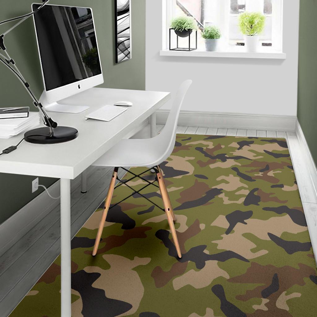 Desert Green Camouflage Print Area Rug GearFrost