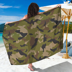 Desert Green Camouflage Print Beach Sarong Wrap