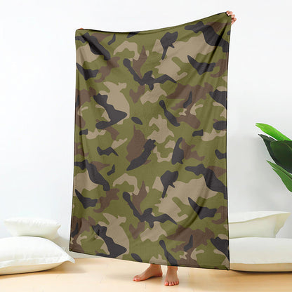 Desert Green Camouflage Print Blanket